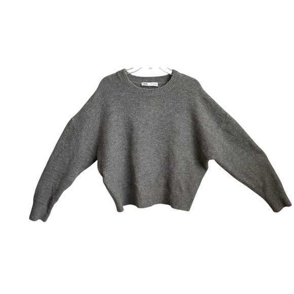 Zara Sweaters - Zara Grey Cropped Boxy Long Sleeved Pull-Over Sweater Women’s Size Small